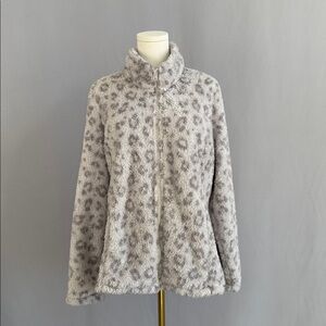32 Degrees Gray Animal Print Teddy Jacket